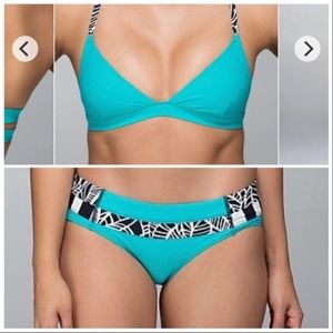 Lululemon Shanti Surf Bikini 2pc Blue Tropics Sz 6
